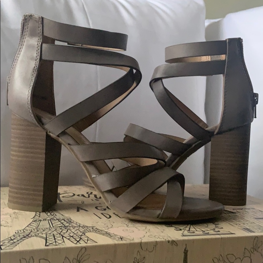 Strapped Block Heels Taupe (new)